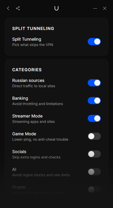 Choose what skips the VPN.